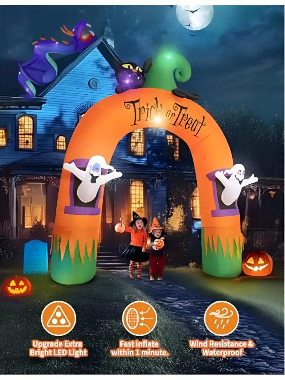 10FT Large Halloween Inflatable Archway Decoration, Halloween Blow Up Lighted